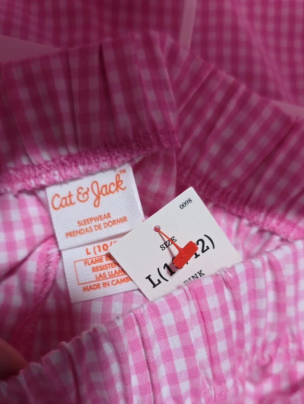 NWT Cat & Jack Pink Plaid 2 Pc Pajamas- L Or 10/12